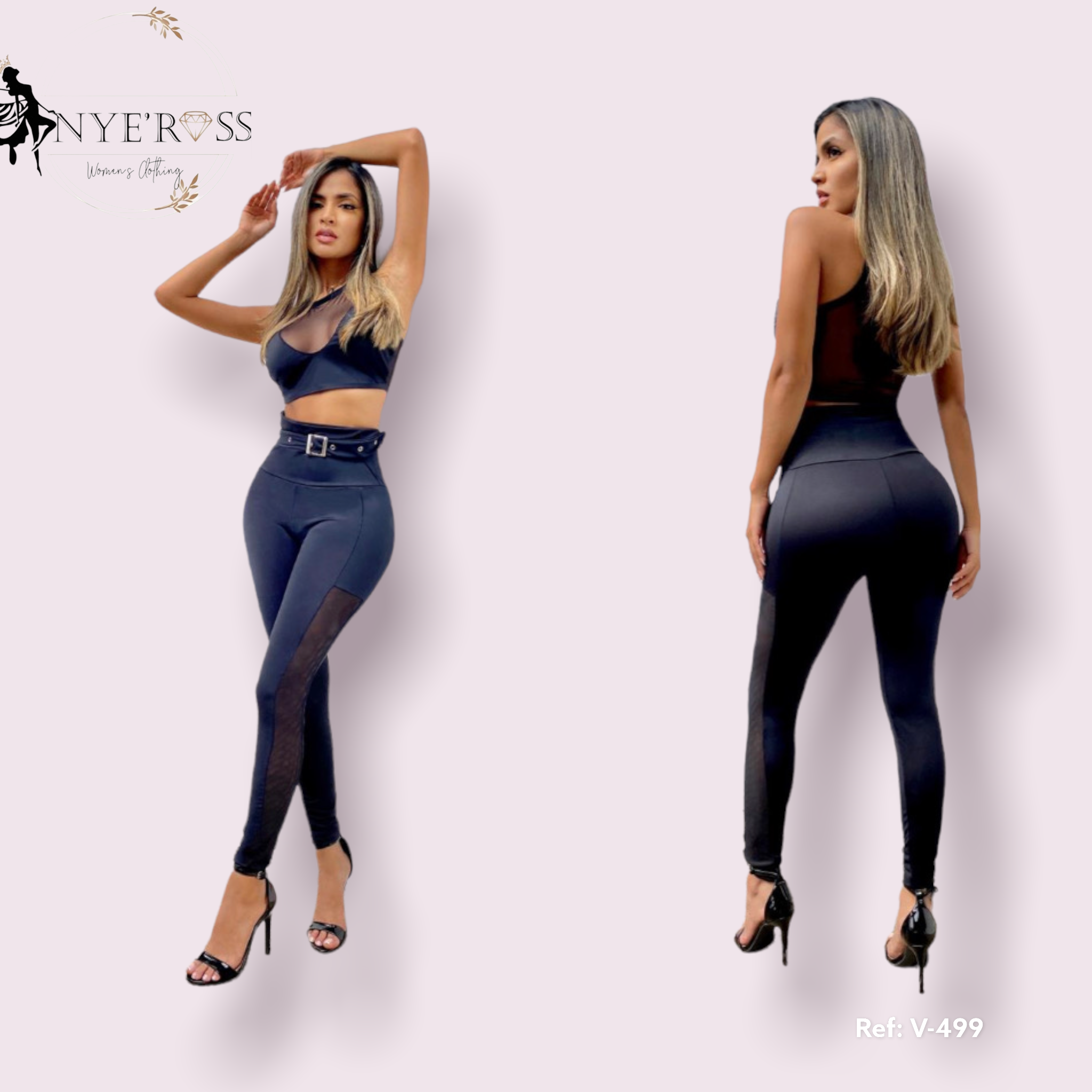 Legging with side mesh and crop-top
